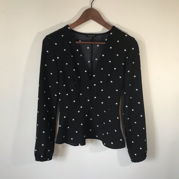 Dynamite Black and White Polka Dot Blouse - Picture 2 of 7